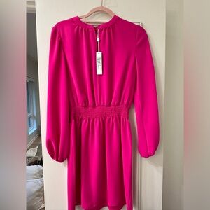 Trina Turk fucia pink long sleeve and short dress
